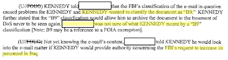 Newly released document from the FBI investigation into Hillary Clinton’s private email server as Secretary of State (FBI)
